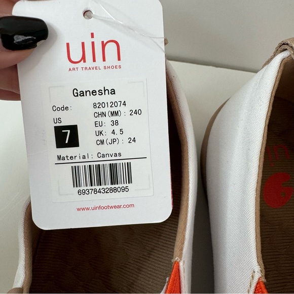 UIN Size 7 Slip On Shoes Canvas Ganesha Elephant - Picture 11 of 16